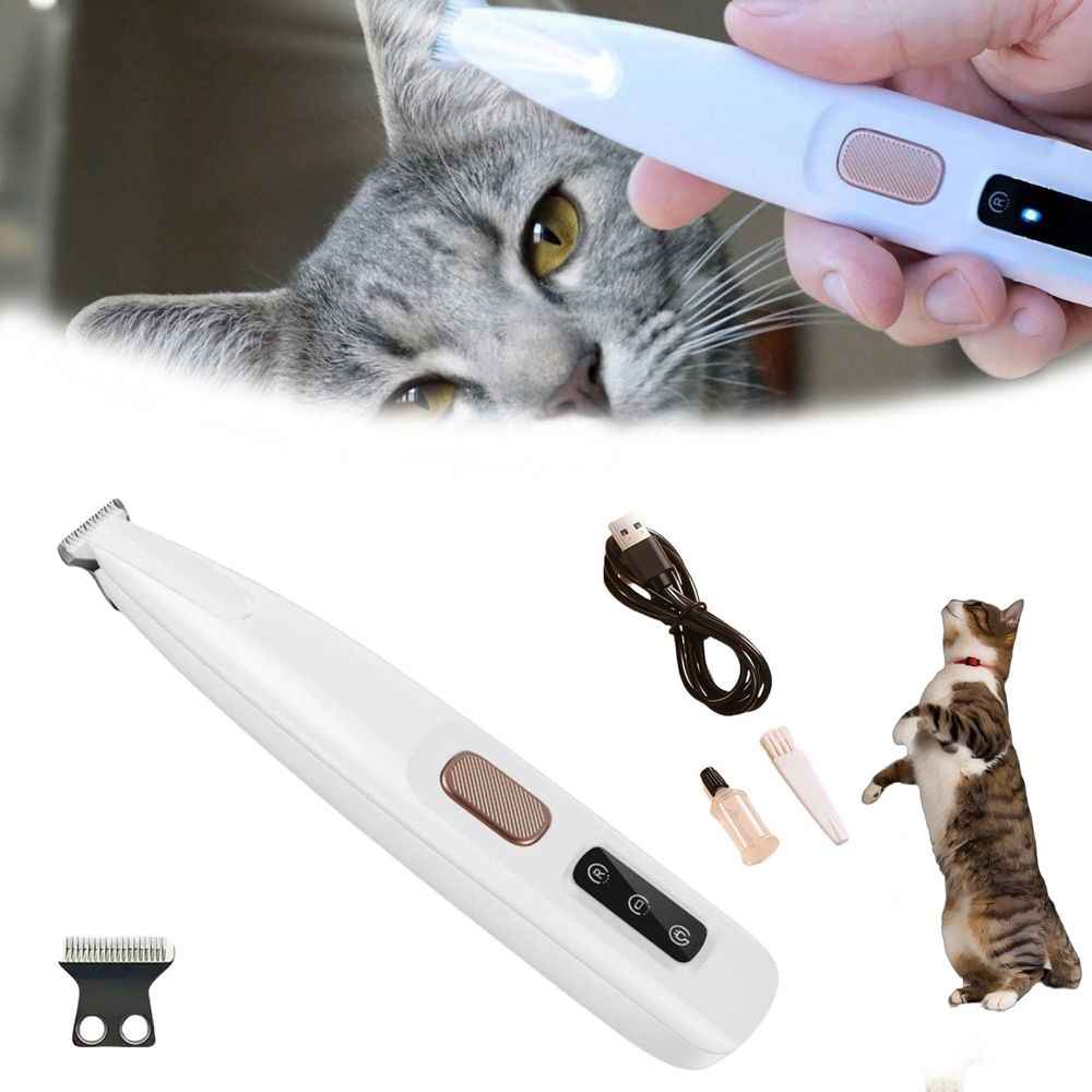Cat Grooming Trimmer, Low Noise Waterproof Rechargeable Pet Paw Trimmer for Paws, Ears, Face, Eyes