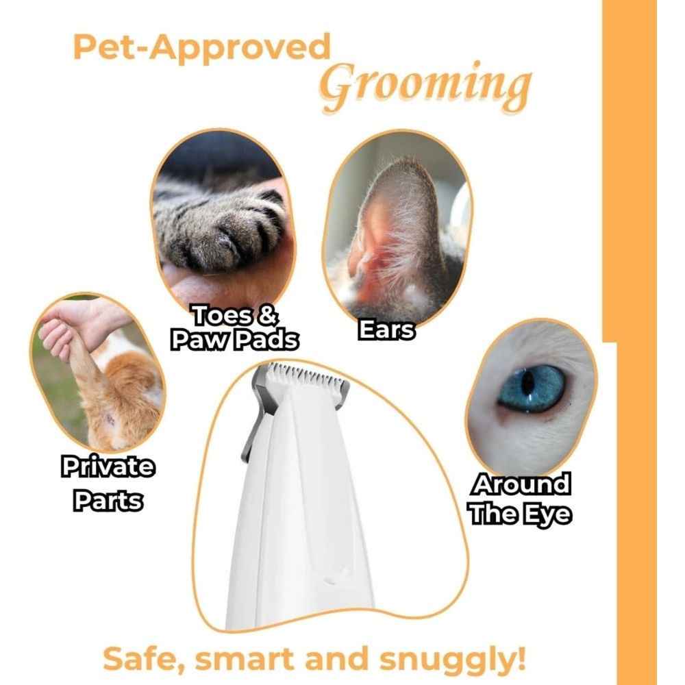 Cat Grooming Trimmer, Low Noise Waterproof Rechargeable Pet Paw Trimmer for Paws, Ears, Face, Eyes
