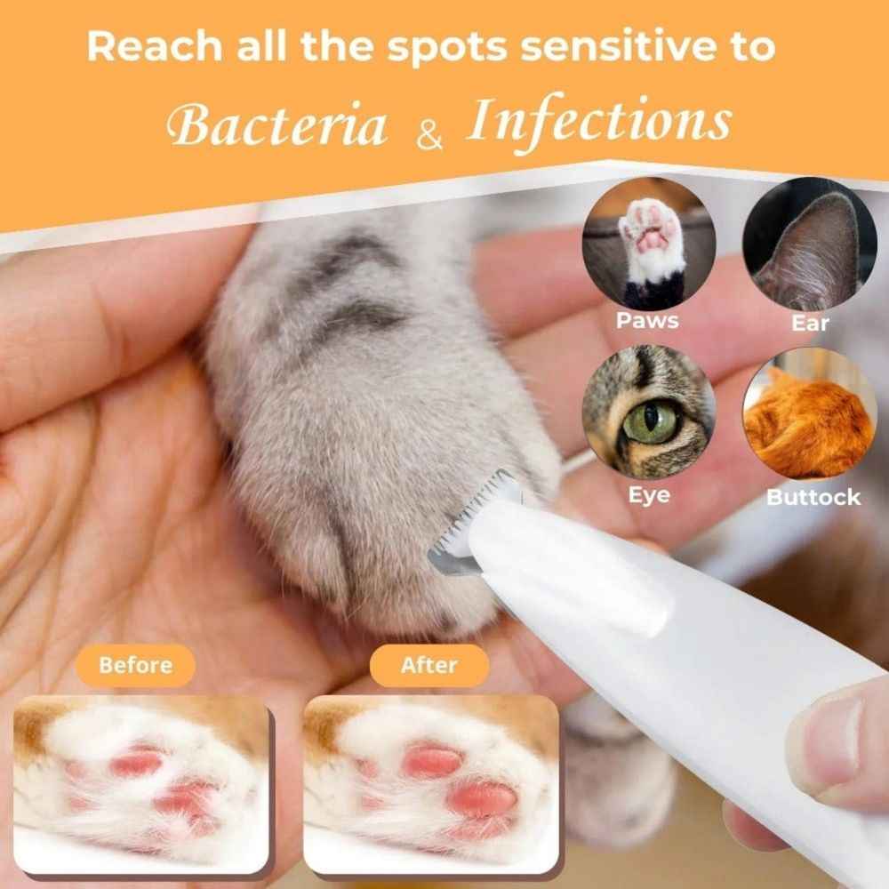 Cat Grooming Trimmer, Low Noise Waterproof Rechargeable Pet Paw Trimmer for Paws, Ears, Face, Eyes