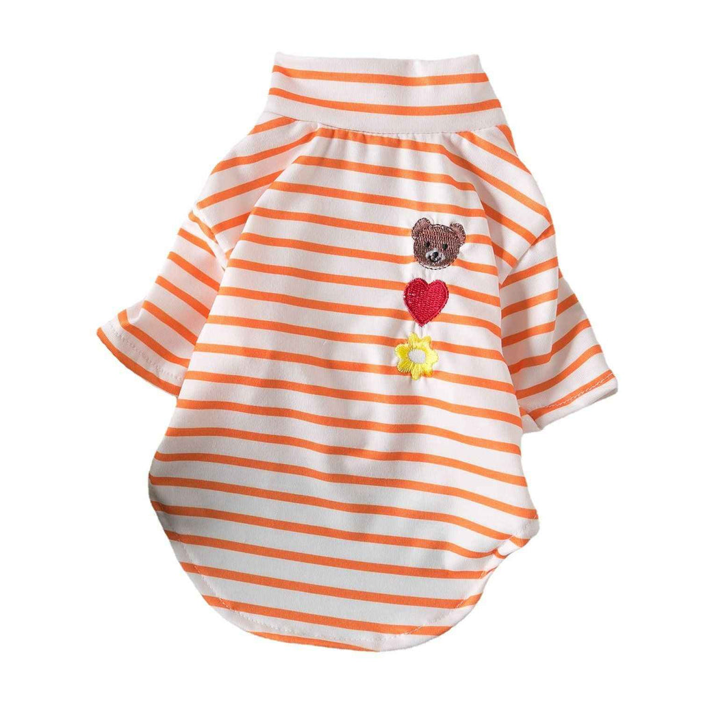 Odd Pet Dog Clothes Striped Vest Small Breed Spring Bear love flower pink XL