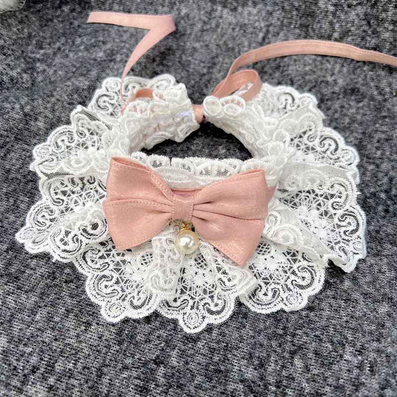 Dog Cat Bib Scarf Bow Tie Pet Accessories Green Xs lace length 15cm strap length 40cm