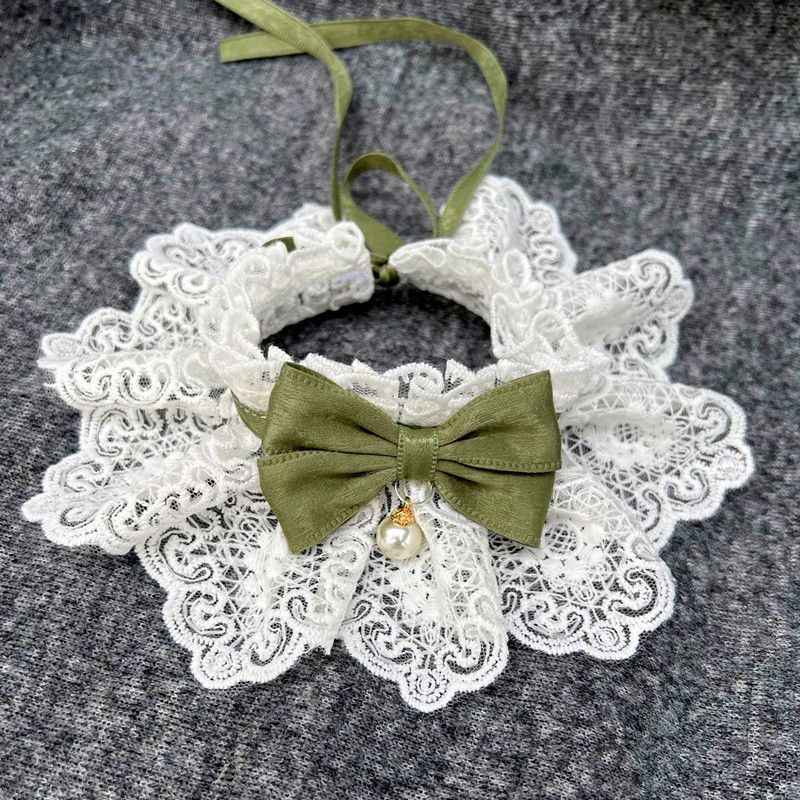 Dog Cat Bib Scarf Bow Tie Pet Accessories Green Blue XL lace length 35 long cm strap length 60cm