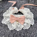 Dog Cat Bib Scarf Bow Tie Pet Accessories Green Pink Xs lace length 15cm strap length 40cm