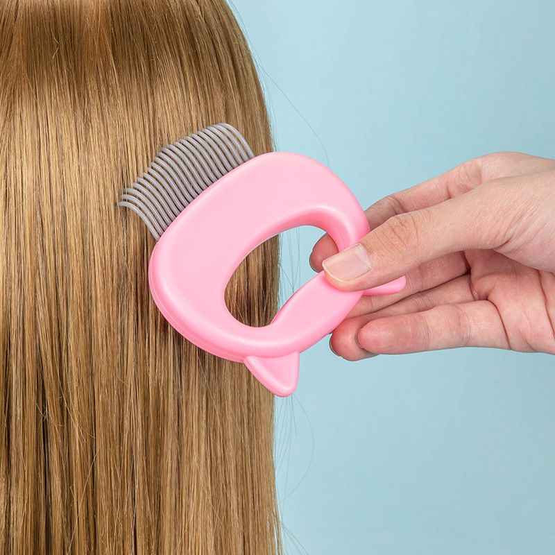 Ruihao Pet Comb Stainless Steel Flea Removal Cats Dogs One Pink