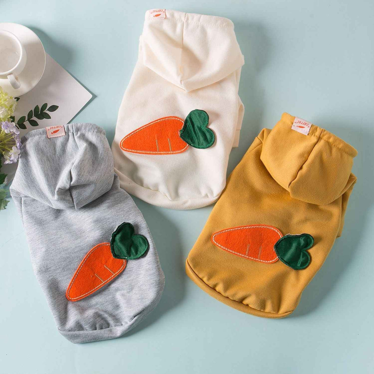 Pet Dog Clothes Hooded Sweatshirt Qichong Small Breed pull radish gray XL