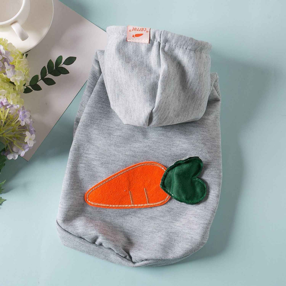 Pet Dog Clothes Hooded Sweatshirt Qichong Small Breed pull radish gray XL