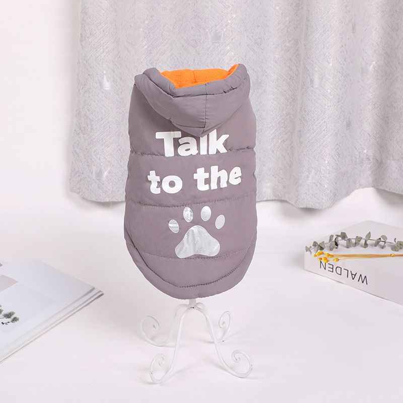 Dog Vest Cotton Winter Warm Waterproof Pet Clothing Gray S