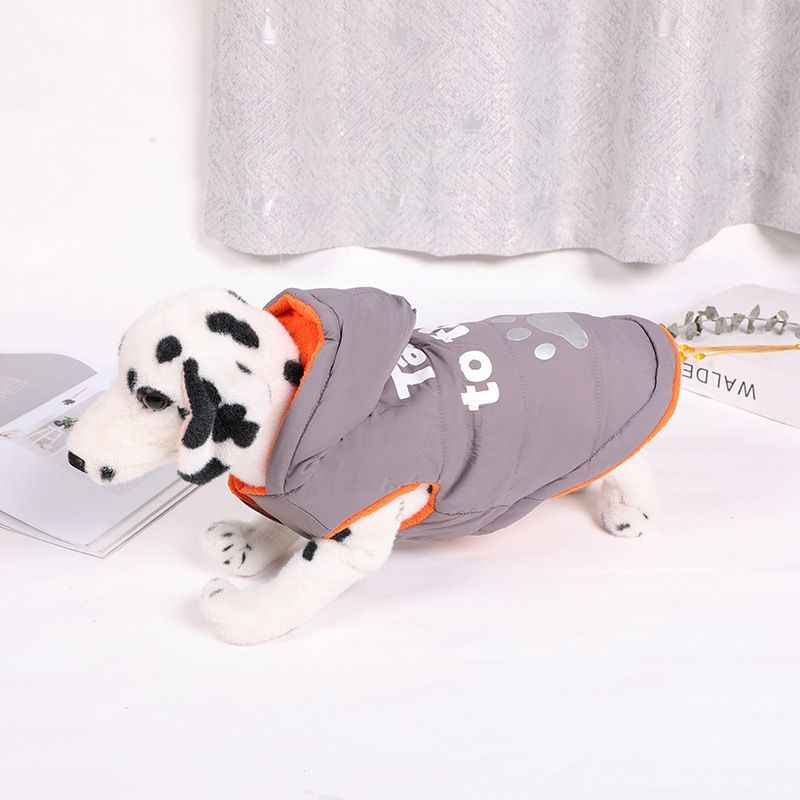 Dog Vest Cotton Winter Warm Waterproof Pet Clothing Gray M