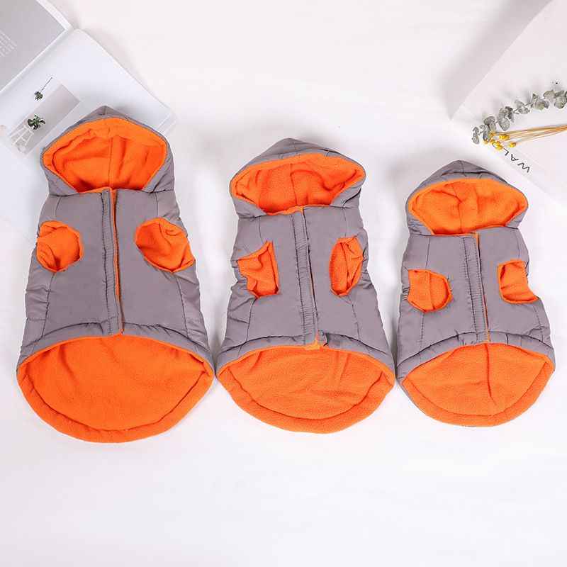 Dog Vest Cotton Winter Warm Waterproof Pet Clothing Gray XL