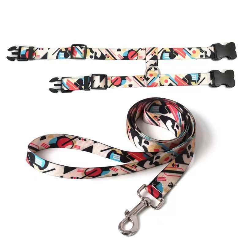 Adjustable Nylon Pet Harness Cat Dog Leash Black S