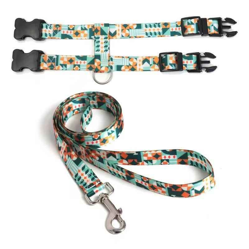 Adjustable Nylon Pet Harness Cat Dog Leash Black S