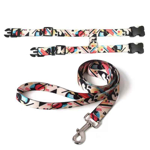 Adjustable Nylon Pet Harness Cat Dog Leash Black M
