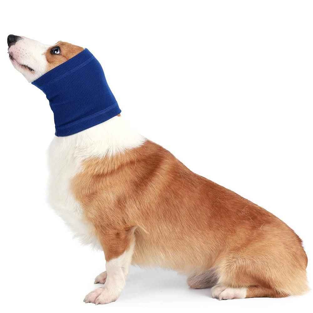 Pet Dog Ear Muffs Anti Noise Soft Winter Warm Blue Code L