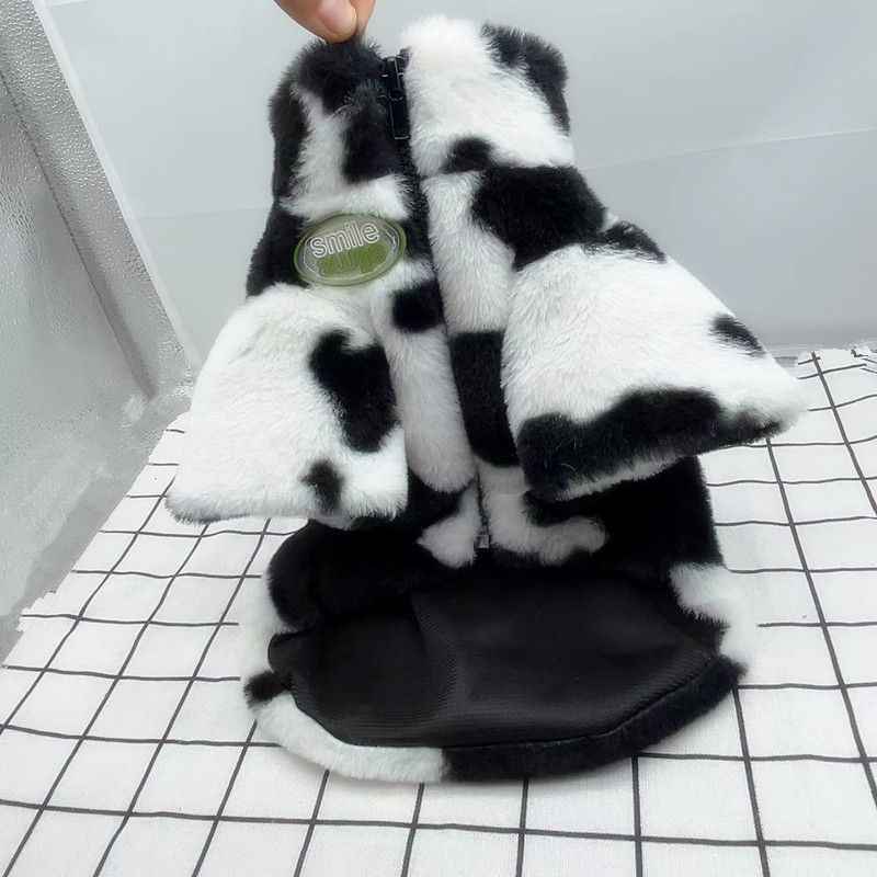 Pet Dog Warm Polyester Coat Small Breed Winter Cow grass M