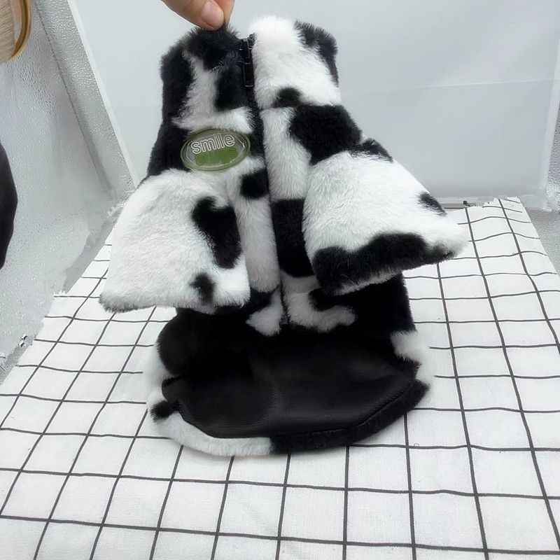 Pet Dog Warm Polyester Coat Small Breed Winter Cow grass M