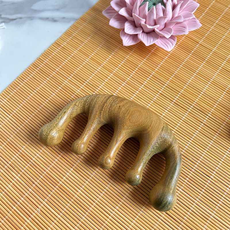 Sandalwood Massage Comb Five Tooth Head Default item Green sandalwood five teeth
