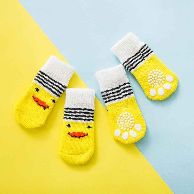 Foot art mouse Pet Socks Cartoon Anti Slip Yellow Duck Xl-super large [recommended within 5.5] 11-16kg within