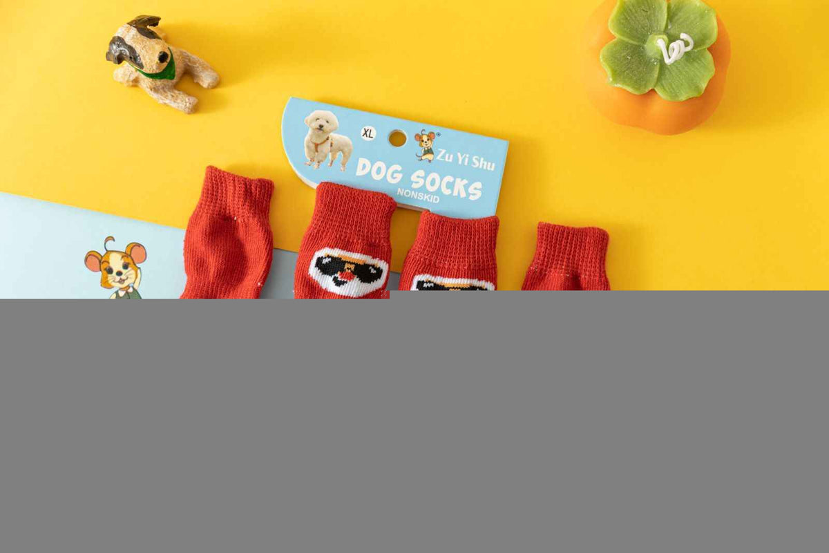 Foot art mouse Pet Socks Cartoon Anti Slip Red Santa Claus Xl-super large [recommended within 5.5] 11-16kg within