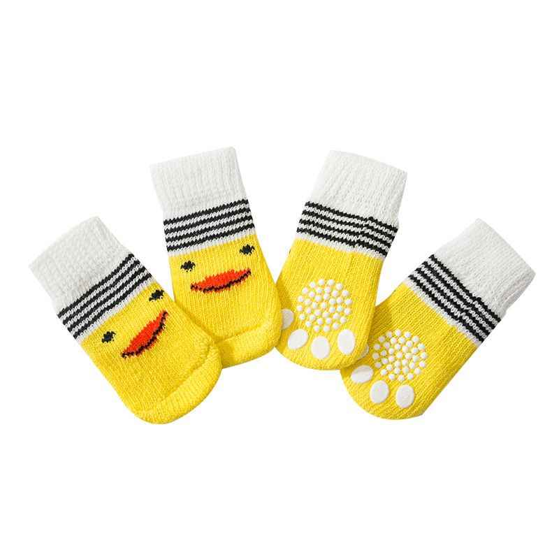 Foot art mouse Pet Socks Cartoon Anti Slip Big mouth duck Xl-super large [recommended within 5.5] 11-16kg within
