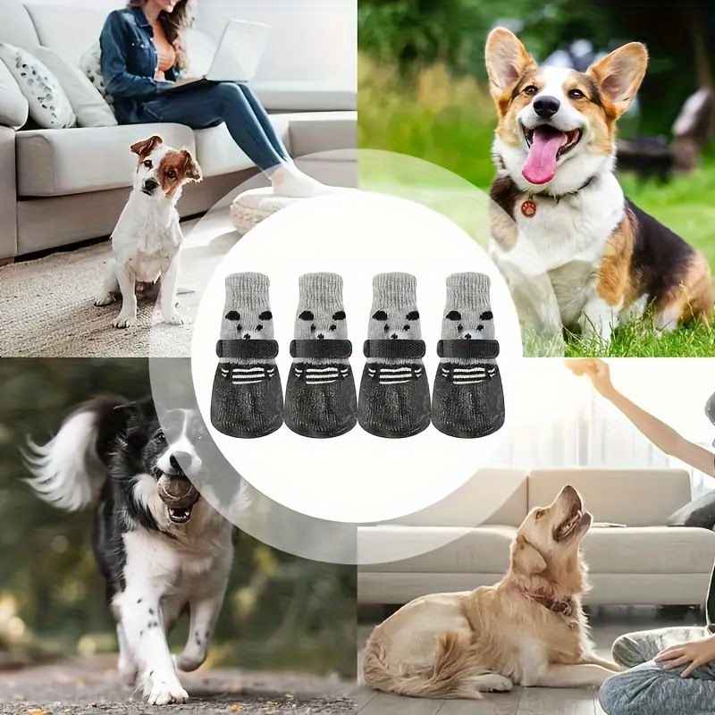 Rubber Dog Shoes Waterproof Anti Slip Blue bear shoes L large size comes with 4 straps. recommendations [ 4-8kg ] shoe width 5.5cm