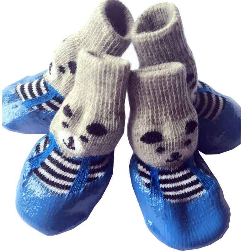 Rubber Dog Shoes Waterproof Anti Slip Red bear shoes Medium size m comes with 4 straps. recommended [within 1.5-4kg cm] shoe width 4.5cm