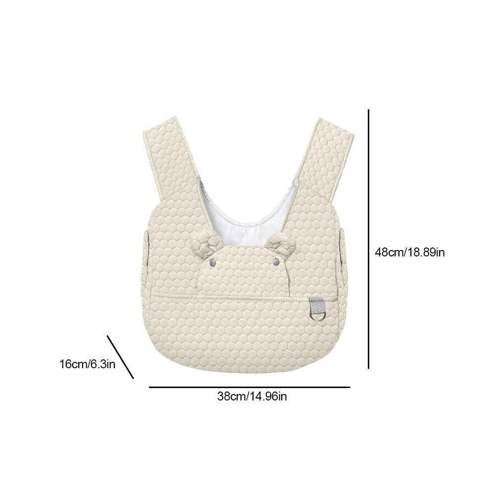 Snuggle Paws Front-Facing Pet Carrier Backpack – Hands-Free Cat & Dog Sling Bag for Travel, Hiking and Daily Outings, Breathable Quilted Cotton, Fluffy Cartoon Charm, Ideal for Small Pets (Khaki)
