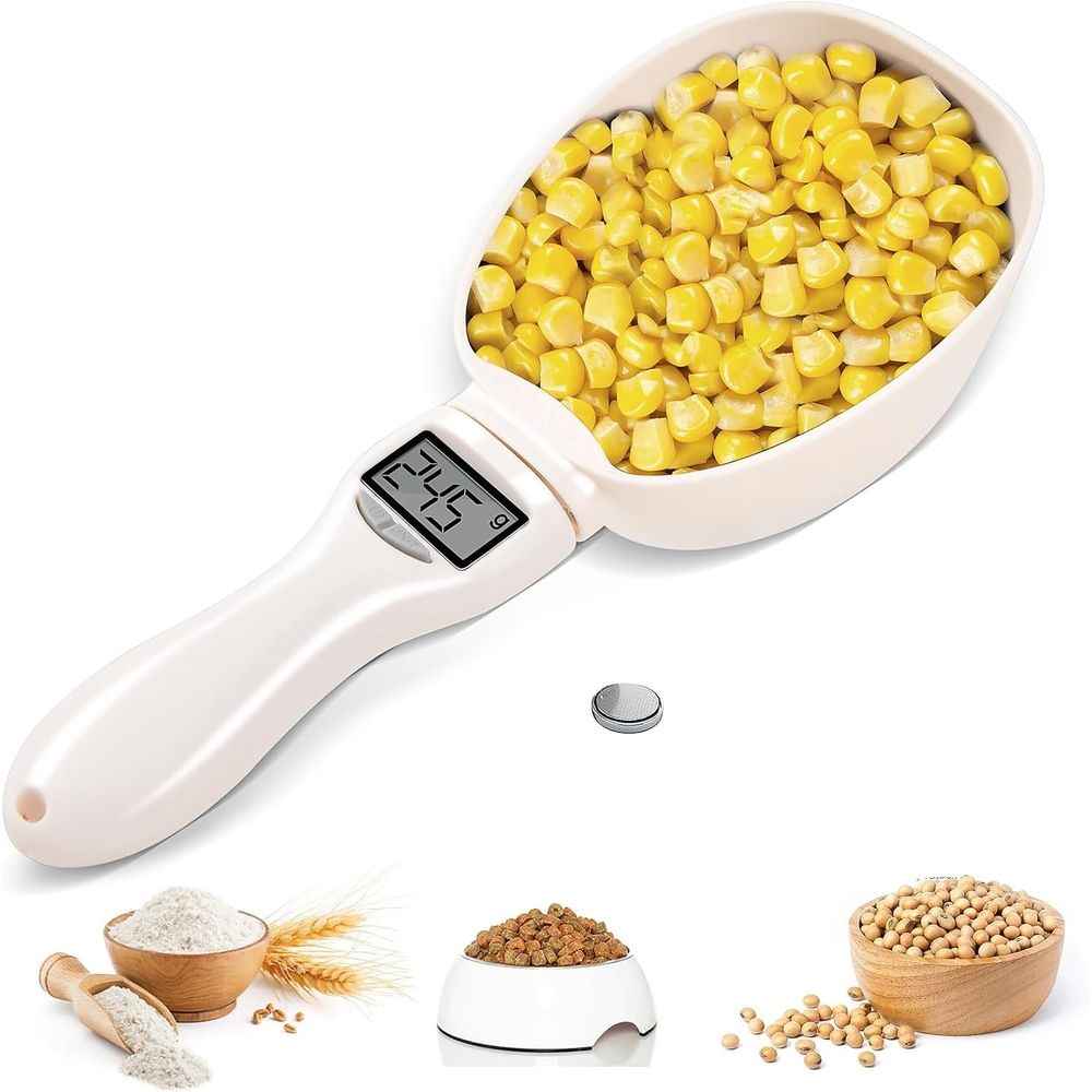 Electronic Measuring Cup, Digital Measuring Spoon Scale 800g/0.1g High Precision with LCD Display & Multiple Units g/oz/ml/Cup for Pet Dog Cat Food