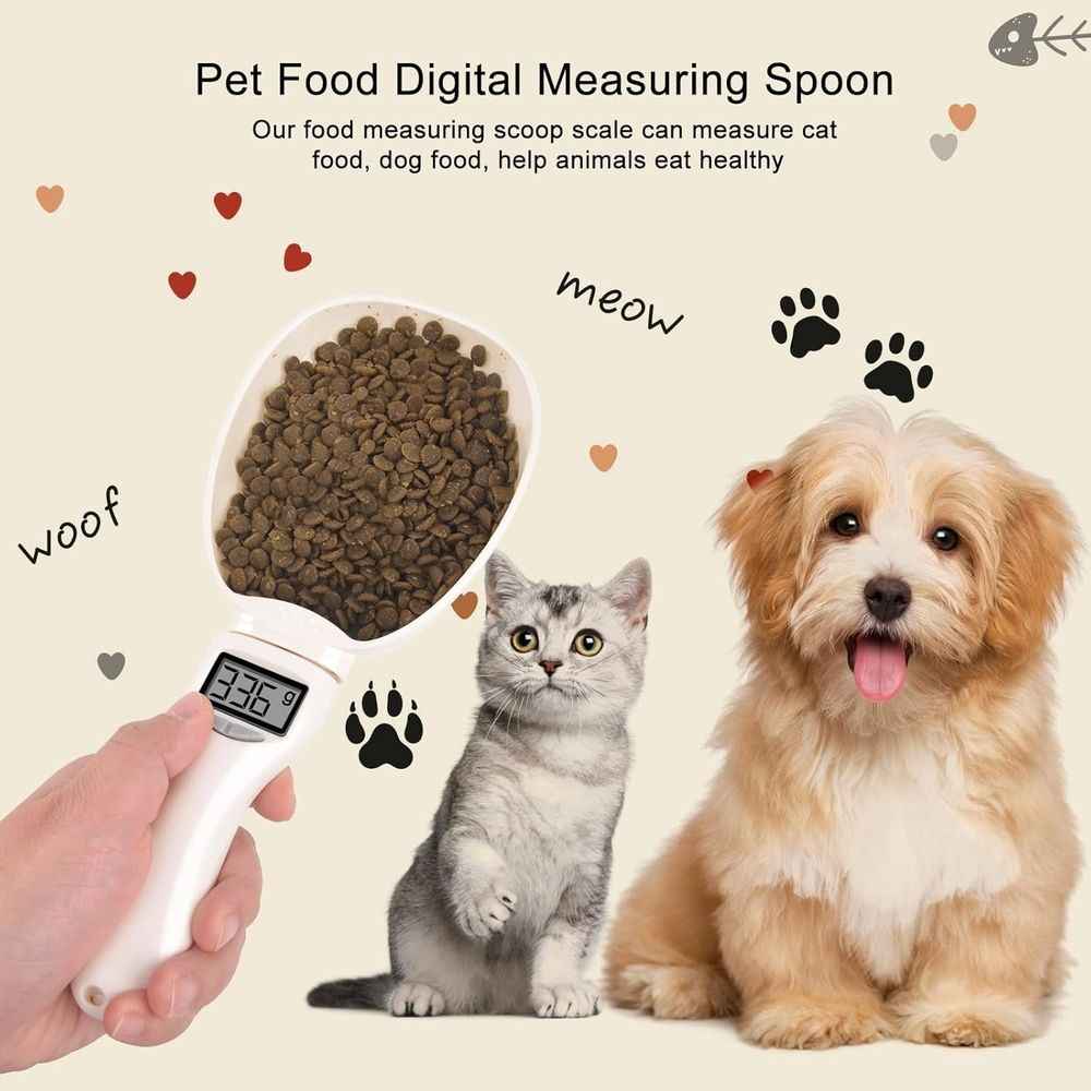 Electronic Measuring Cup, Digital Measuring Spoon Scale 800g/0.1g High Precision with LCD Display & Multiple Units g/oz/ml/Cup for Pet Dog Cat Food