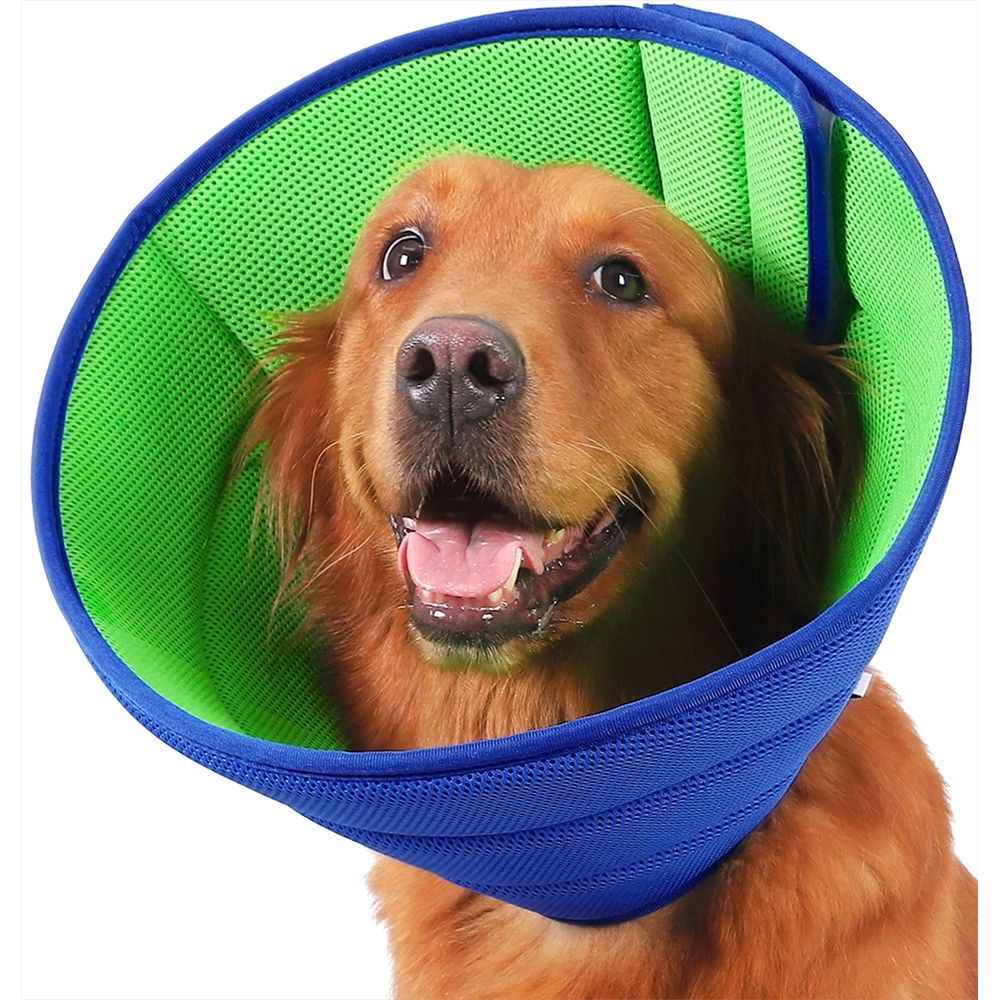 Extra Soft Dog Cone for Dogs After Surgery, Breathable Dog Cones for Large Medium Small Dogs and Cats, Adjustable Dog Recovery Collar for Pets,Blue Green,Size:M