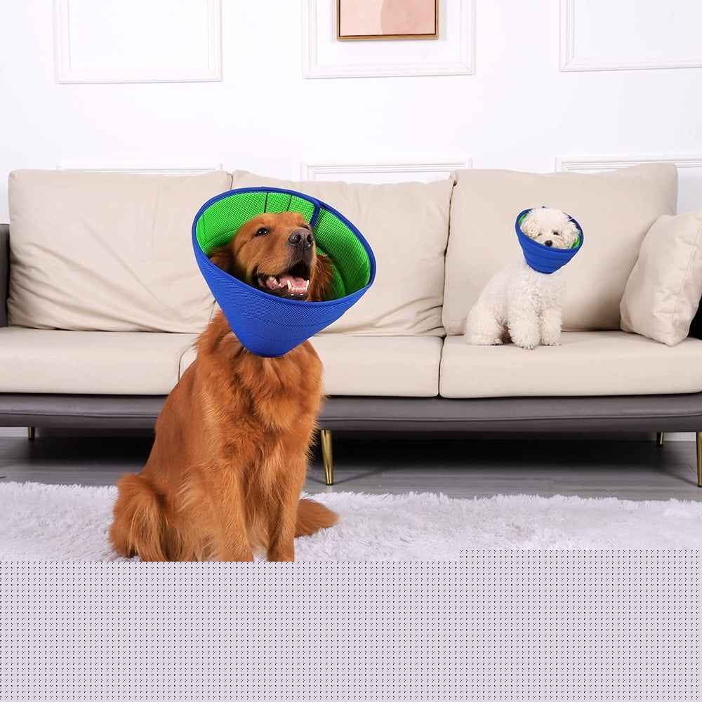 Extra Soft Dog Cone for Dogs After Surgery, Breathable Dog Cones for Large Medium Small Dogs and Cats, Adjustable Dog Recovery Collar for Pets,Blue Green,Size:M