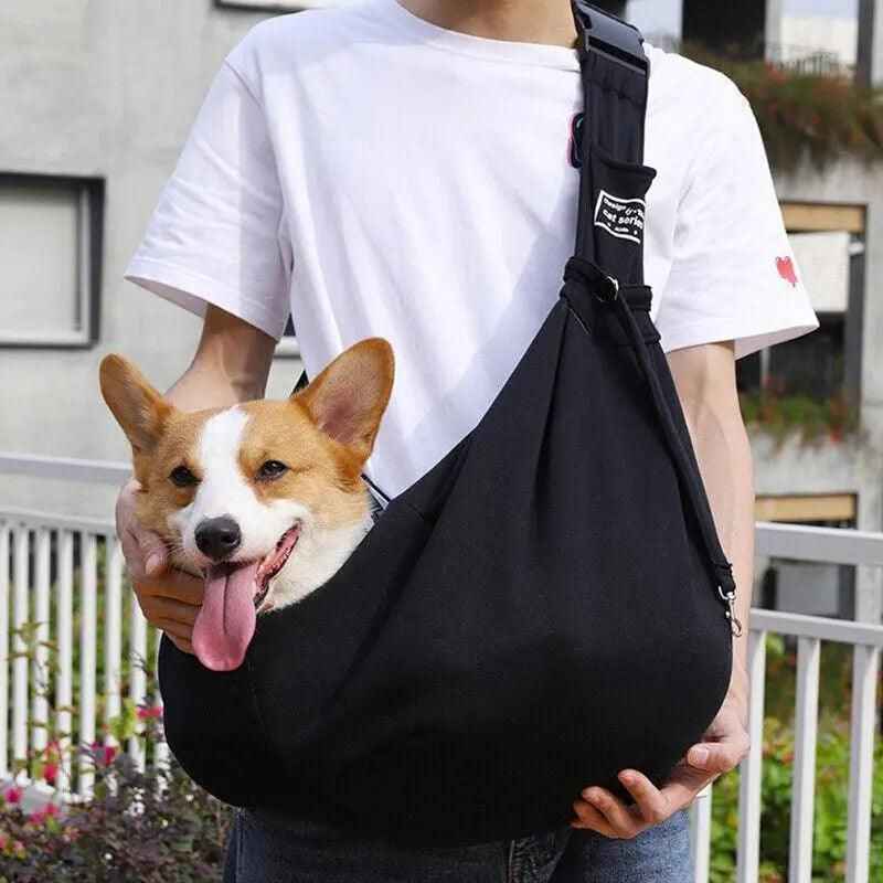 Portable Pet Sling Carrier Shoulder Bag for Small Dogs and Cats Travel Outdoor - Grey