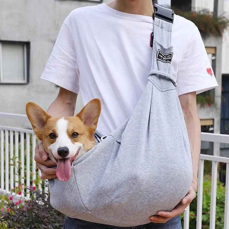 Portable Pet Sling Carrier Shoulder Bag for Small Dogs and Cats Travel Outdoor - Grey