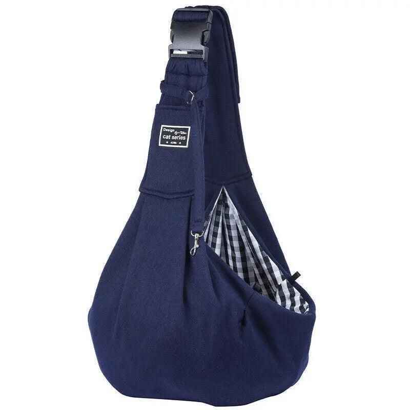 Portable Pet Sling Carrier Shoulder Bag for Small Dogs and Cats Travel Outdoor - Blue