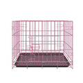 Metal Dog Crate Pet Cage with Divider for Puppies Cats Kennel Indoor Pet House - Large-Pink