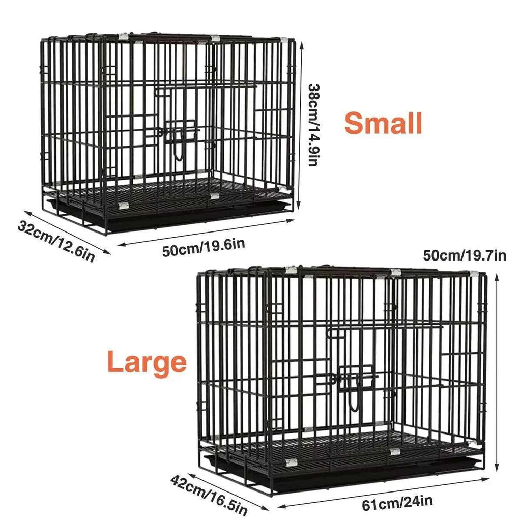 Metal Dog Crate Pet Cage with Divider for Puppies Cats Kennel Indoor Pet House - Large-Pink