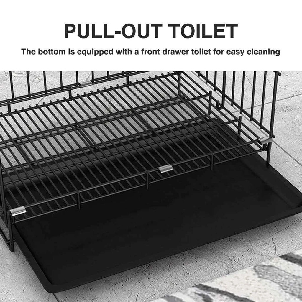 Metal Dog Crate Pet Cage with Divider for Puppies Cats Kennel Indoor Pet House - Large-Pink