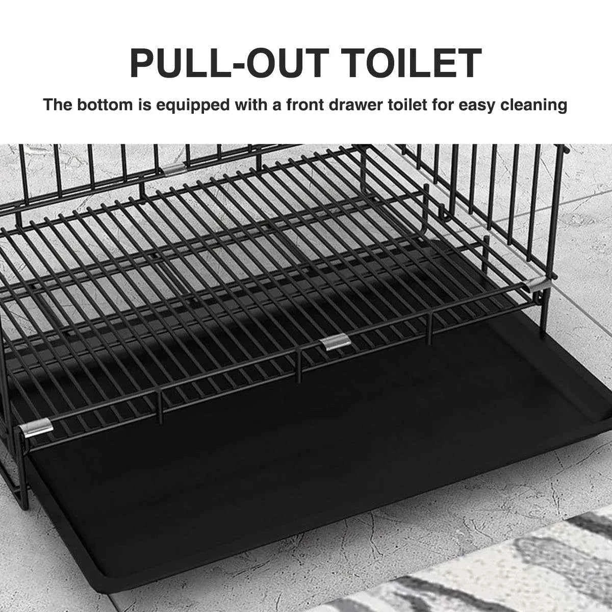 Metal Dog Crate Pet Cage with Divider for Puppies Cats Kennel Indoor Pet House - Large-Pink