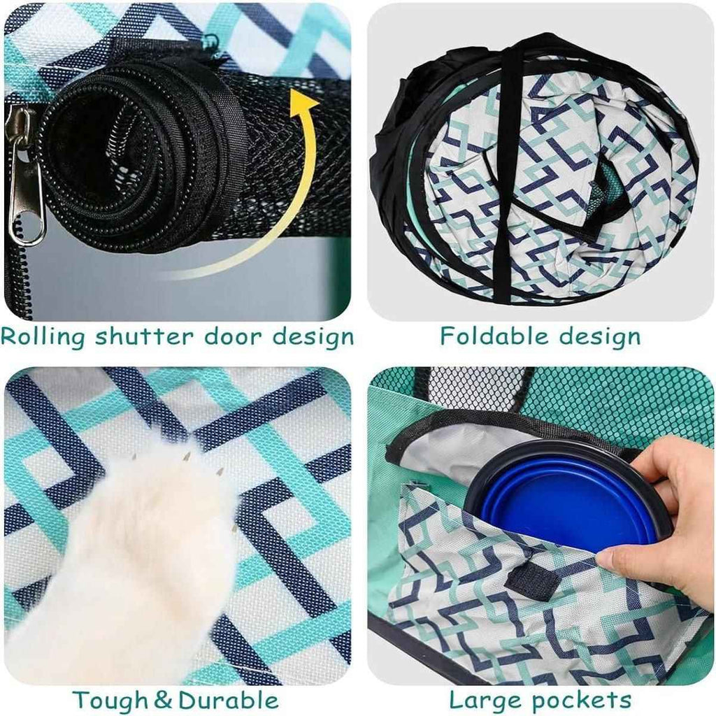 Foldable Cat Dog Kennel Pet Delivery Cage Portable Pet Fence Tent - Purple-M