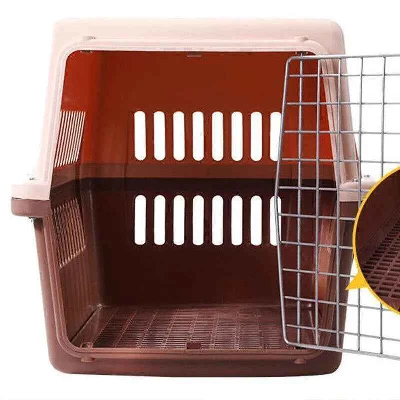 Portable Pet Travel Carrier Crate for Dog Cat Rabbit Ventilated Transport Box - Blue