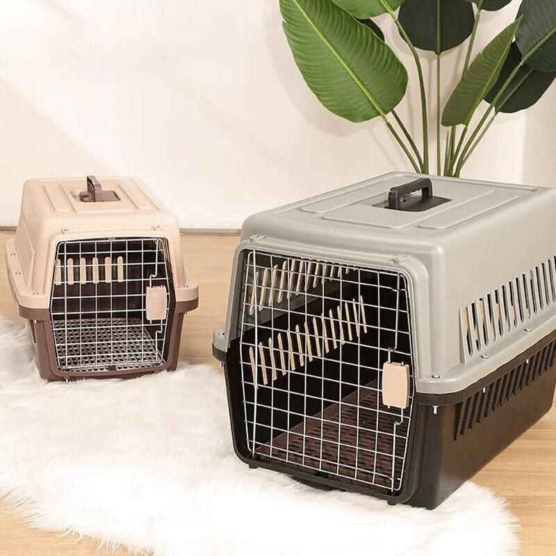 Portable Pet Travel Carrier Crate for Dog Cat Rabbit Ventilated Transport Box - Blue