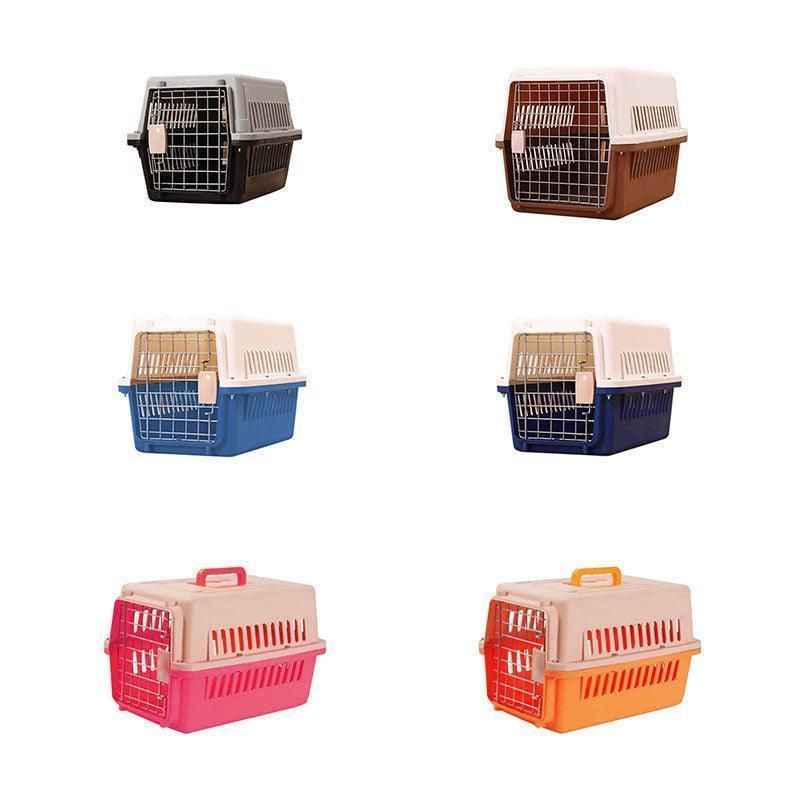 Portable Pet Travel Carrier Crate for Dog Cat Rabbit Ventilated Transport Box - Brown