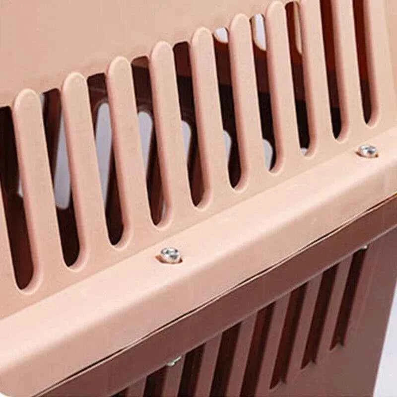 Portable Pet Travel Carrier Crate for Dog Cat Rabbit Ventilated Transport Box - Brown