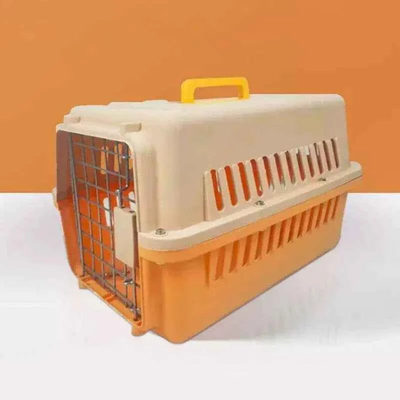 Portable Pet Travel Carrier Crate for Dog Cat Rabbit Ventilated Transport Box - Brown