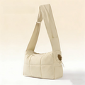 Beige Foldable Insulated Quilted Pet Shoulder Bag with Adjustable Peep Hole & Safety Buckle - Thickened Warm Travel Tote for Small Dogs & Cats Within 5.7KG