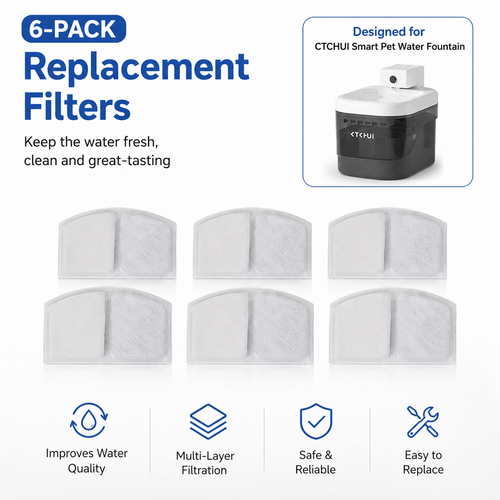 6-Pack Filters for Motion-Sensor Pet Water Fountain