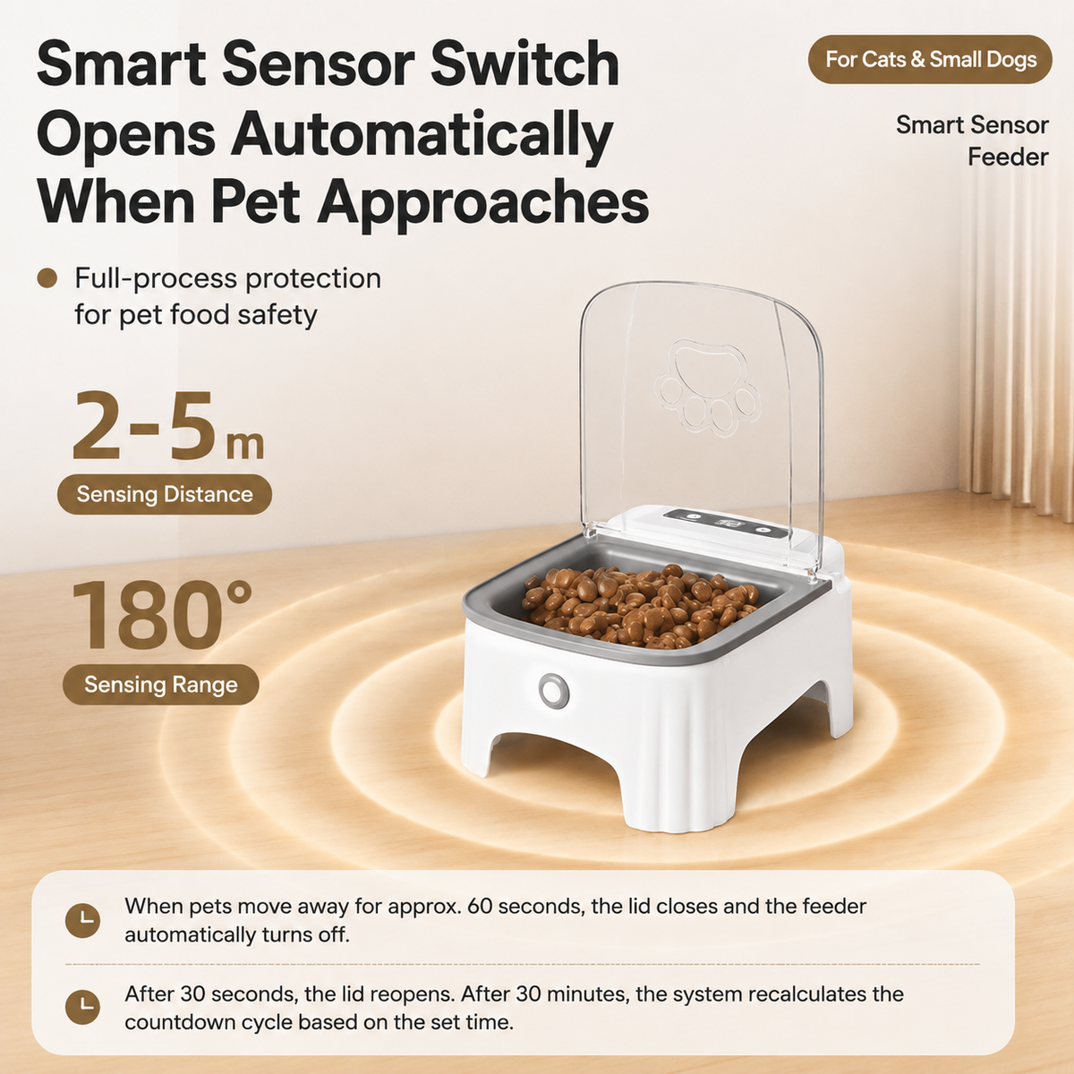 Grey and White Motion-Sensor Pet Feeder – 700 ml product image