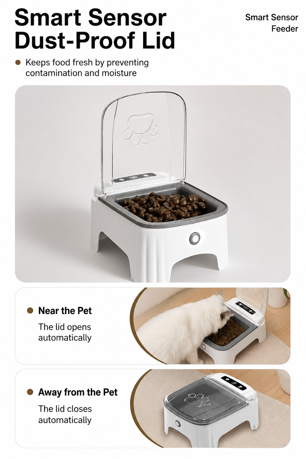 Pink and White Motion-Sensor Pet Feeder – 700 ml product image