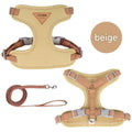Beige XS Size Adjustable Cat Harness and Leash Set - Escape Proof H-Shape Design, Breathable Polyester, Soft Padding, Outdoor Walking Safety