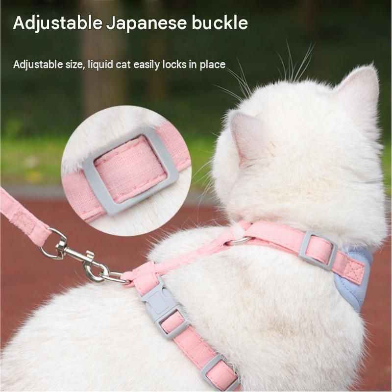 Beige XS Size Adjustable Cat Harness and Leash Set - Escape Proof H-Shape Design, Breathable Polyester, Soft Padding, Outdoor Walking Safety