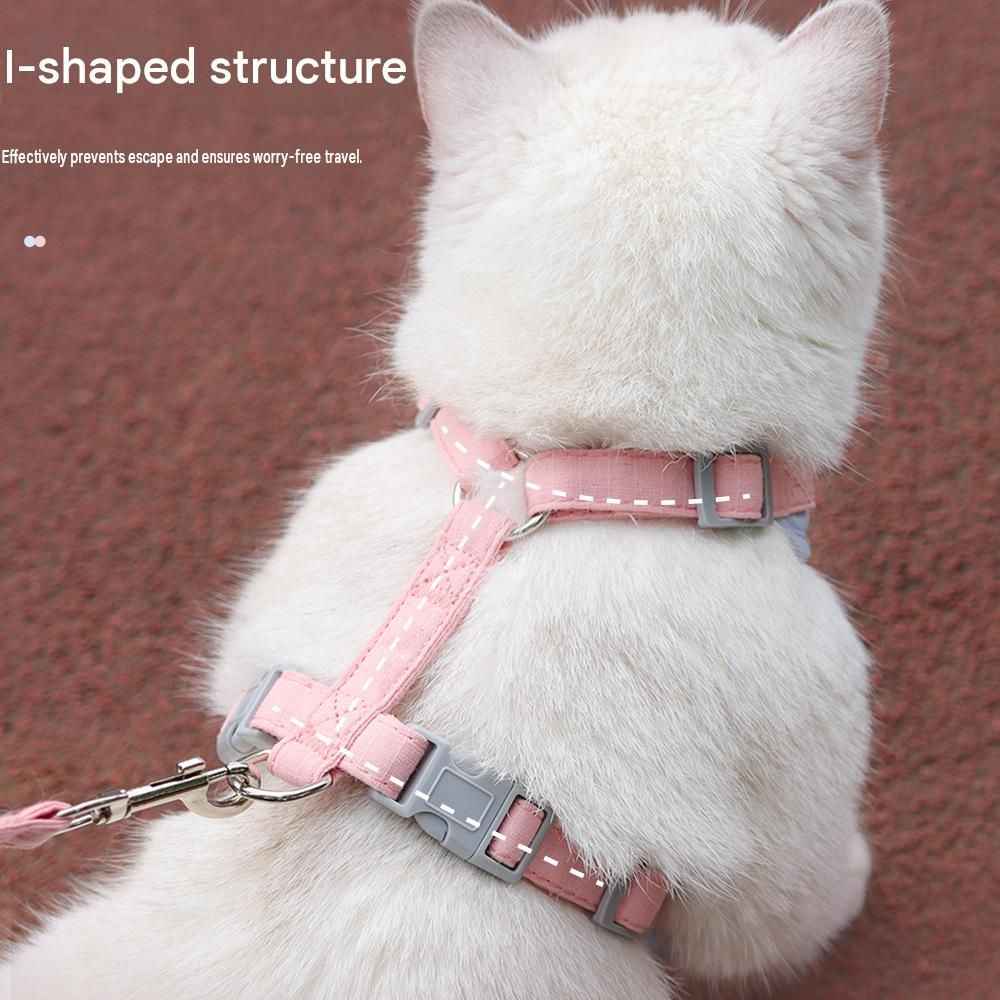 Green M Size Adjustable Cat Harness and Leash Set - Escape Proof H-Shape Design, Breathable Polyester, Soft Padding, Outdoor Walking Safety
